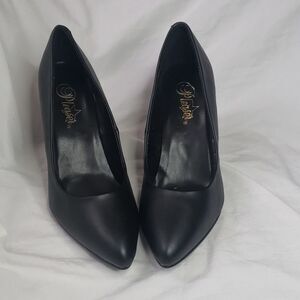 Pleaser Matte Black Heel Pump sz 9